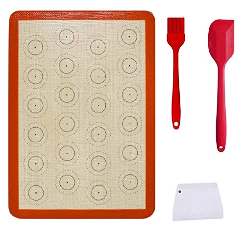 Oliya - Kit de 5 accesorios de cocina para repostería de silicona + placa de cocción macaron, espátula Maryse + pincel de silicona + cortapastas