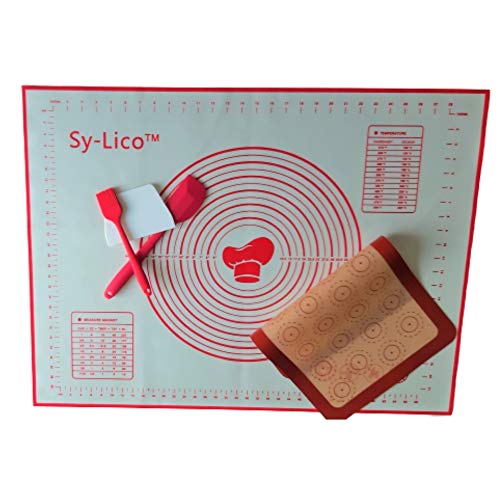 Oliya - Kit de 5 accesorios de cocina para repostería de silicona + placa de cocción macaron, espátula Maryse + pincel de silicona + cortapastas