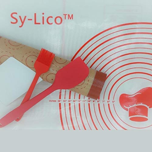Oliya - Kit de 5 accesorios de cocina para repostería de silicona + placa de cocción macaron, espátula Maryse + pincel de silicona + cortapastas