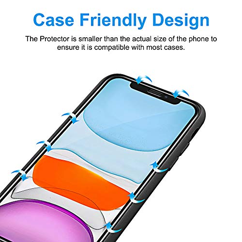 omitium Protector Pantalla para iPhone 11, [3 Pack] iPhone XR Cristal Templado [Cobertura máxima][ [Marco Instalación Fácil] Sin Burbujas Dureza 9H Vidrio Templado iPhone 11/iPhone XR, 6,1”