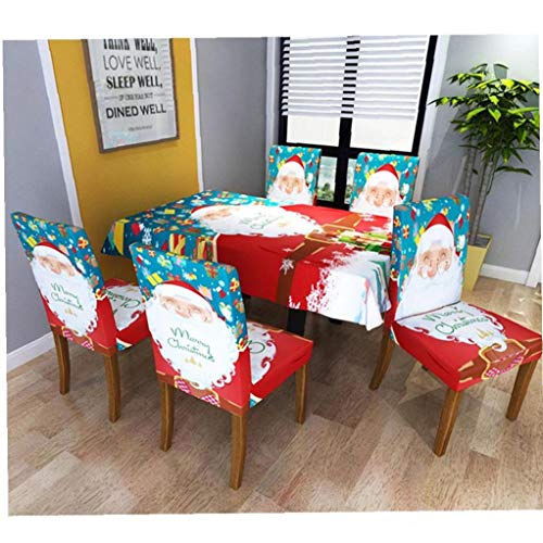 OMMO LEBEINDR Cubiertas de Estiramiento de Comedor, Spandex Patrón Lavable Tabla Cubierta del Protector de Santa Claus Mantel para Cocina Comedor Decoración de la Habitación 55"x55 1PC