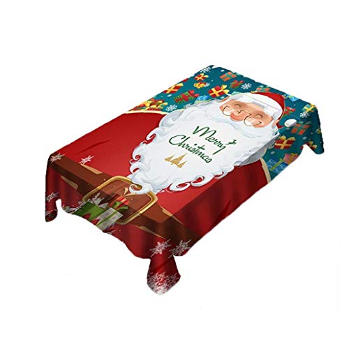 OMMO LEBEINDR Cubiertas de Estiramiento de Comedor, Spandex Patrón Lavable Tabla Cubierta del Protector de Santa Claus Mantel para Cocina Comedor Decoración de la Habitación 55"x55 1PC