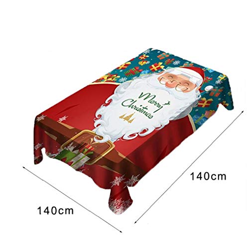 OMMO LEBEINDR Cubiertas de Estiramiento de Comedor, Spandex Patrón Lavable Tabla Cubierta del Protector de Santa Claus Mantel para Cocina Comedor Decoración de la Habitación 55"x55 1PC