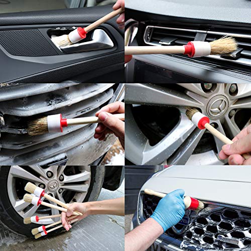 ONEONEY - Juego de 13 cepillos de limpieza para coche y moto, ruedas de limpieza, salpicadero, interior, exterior, piel, rejillas de ventilación, emblemas
