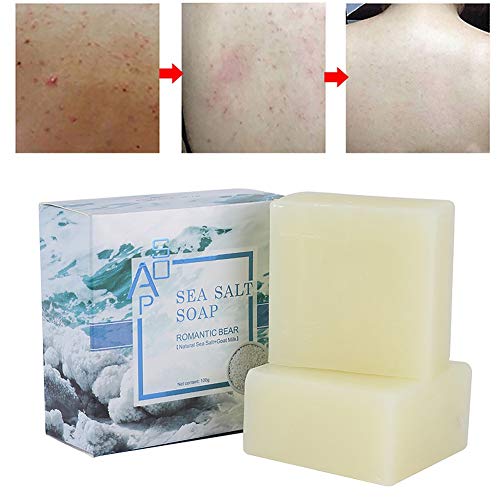 ONEWELL Sea Salt Soap, Goat Milk Soap, Soap Bar Natural with goat’s milk, Moisturizing Soap Bar for Face Body & Hand Cleansing, Cleaner Removal Pimple Pores Acne Remove Mites Skin Care