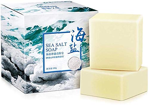 ONEWELL Sea Salt Soap, Goat Milk Soap, Soap Bar Natural with goat’s milk, Moisturizing Soap Bar for Face Body & Hand Cleansing, Cleaner Removal Pimple Pores Acne Remove Mites Skin Care