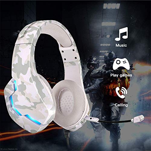 ONIKUMA Auriculares Gaming PS4 con Micrófono, PC Cascos Gaming Estéreo Envolvente 7.1 Cancelación Ruido,Control Volumen,Diadema Ajustable,Luces LED para Xbox One/Nintendo Switch/PC/Tablet/Smartphone