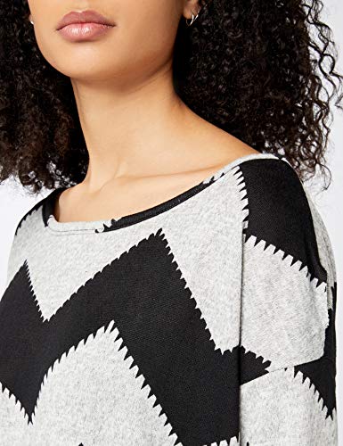 Only onlELCOS 4/5 AOP Top JRS Noos Camiseta, Multicolor (Light Grey Melange AOP:w. Black Zigzag), XXL para Mujer