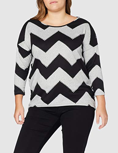 Only onlELCOS 4/5 AOP Top JRS Noos Camiseta, Multicolor (Light Grey Melange AOP:w. Black Zigzag), XXL para Mujer