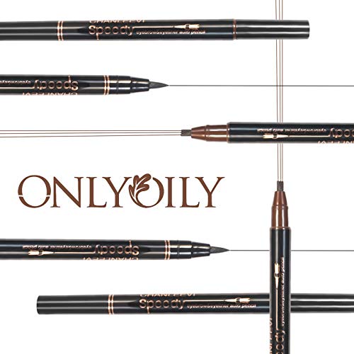 ONLYOILY Bolígrafo profesional para ojos y cejas impermeable todo el día (02 marrón medio + negro)