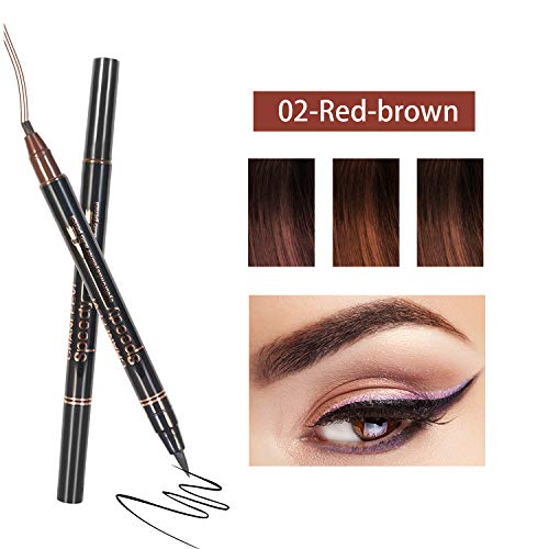 ONLYOILY Bolígrafo profesional para ojos y cejas impermeable todo el día (02 marrón medio + negro)