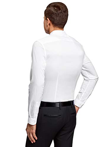 oodji Ultra Hombre Camisa Extra Slim con Cuello Mao, Blanco, 41