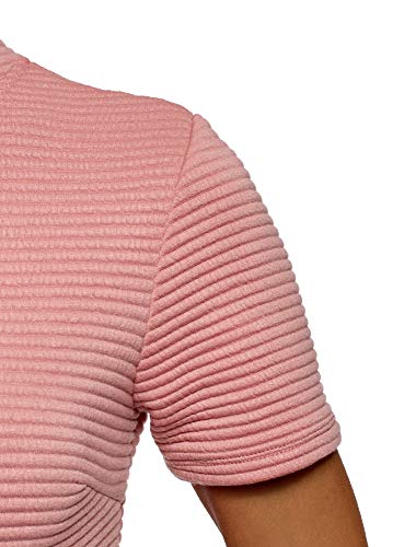 oodji Ultra Mujer Vestido de Tejido Texturizado con Parte Inferior Acampanada, Rosa, ES 42 / L