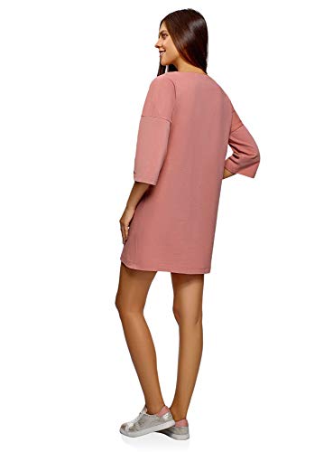 oodji Ultra Mujer Vestido Recto con Sisa Caída, Rosa, ES 40 / M