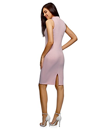 oodji Ultra Mujer Vestido Texturizado con Cuello Mao, Rosa, ES 44 / XL