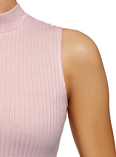 oodji Ultra Mujer Vestido Texturizado con Cuello Mao, Rosa, ES 44 / XL