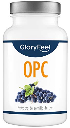 OPC Extracto de semilla de uva + Vitamina C - 1000mg OPC puro de uvas francesas originales por dosis diaria (2 cápsulas)- Producido en Alemania y probado en laboratorio- 180 cápsulas veganas