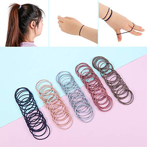 Opopark 200 Piezas Elásticos de Pelo Gomas de Pelo, Diadema Elástica para Soporte de Cola de Caballo Banda Elástica Trenzada