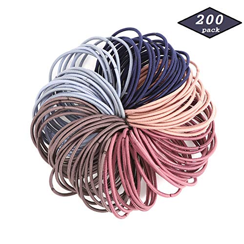 Opopark 200 Piezas Elásticos de Pelo Gomas de Pelo, Diadema Elástica para Soporte de Cola de Caballo Banda Elástica Trenzada
