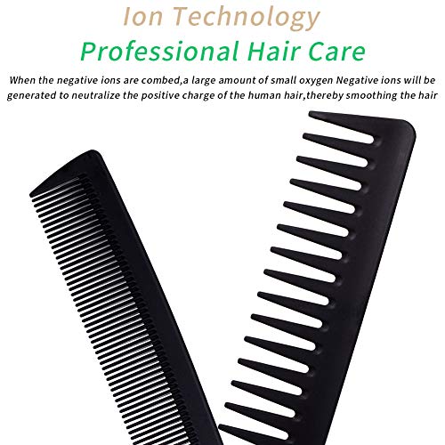 Opopark 4 Piezas Juego de Peines para Airbag, Peine Anti-enredos para Hombres Mujeres Pelo Mojado Seco Rizado y Recto（Negro）