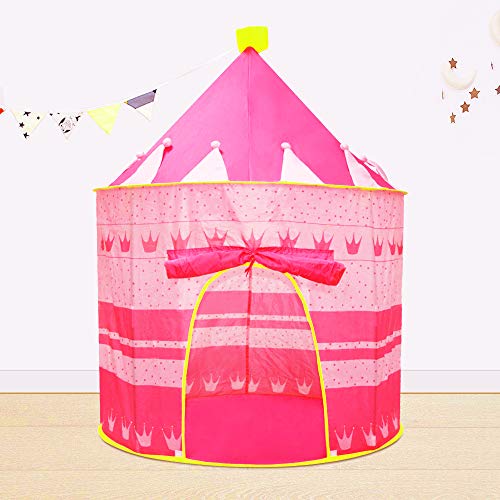Opret Tienda de Princesa para Niñas Pop Up Carpa Plegable para Niños Carpa Rosa con Bolsa de Transporte y Luz de Cadena para Interiores y Exteriores
