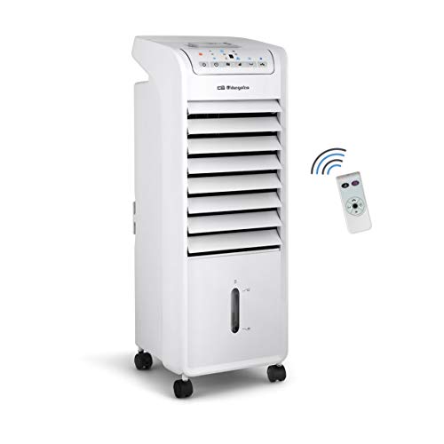 Orbegozo AIR 46 Climatizador evaporativo 3 en 1, 3 velocidades, temporizador, acumuladores de frío, depósito de 6 l, mando a distancia, silencioso, 55 W