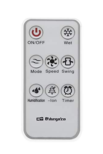 Orbegozo AIR 52 Climatizador evaporativo 3 en 1, 3 velocidades, Temporizador, Mando a Distancia, acumuladores de frío, depósito de 10 l, 65 W