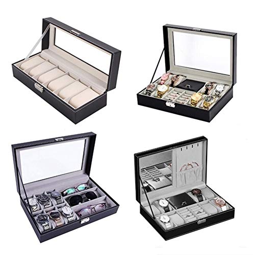 Organizador de Maquillaje, Cuero de la PU del reloj del organizador del sostenedor con la cerradura de almacenamiento Caja de reloj de las cajas de joyería relojes de cuarzo optimizar la presentación