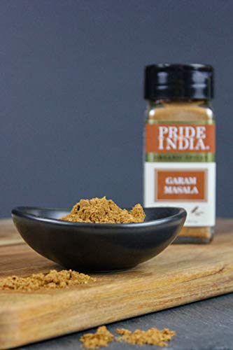Orgullo de la India: tierra orgánica Garam Masala, tarro de tamiz doble de 2.2 oz (62 gm), especia certificada de mezcla india pura y vegana, condimento perfecto