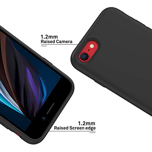 ORNARTO Funda Silicone Case para iPhone SE(2020), iPhone 7/8 Carcasa de Silicona Líquida Suave Antichoque Bumper para iPhone 7/8/ SE(2020) 4,7 Pulgadas-Negro