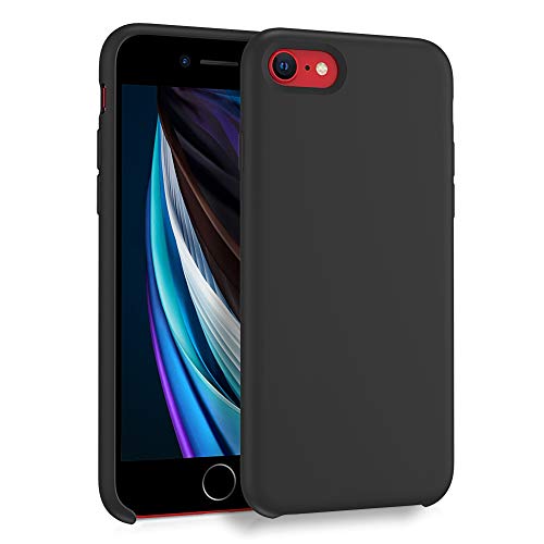 ORNARTO Funda Silicone Case para iPhone SE(2020), iPhone 7/8 Carcasa de Silicona Líquida Suave Antichoque Bumper para iPhone 7/8/ SE(2020) 4,7 Pulgadas-Negro