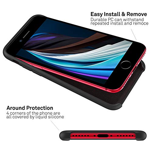 ORNARTO Funda Silicone Case para iPhone SE(2020), iPhone 7/8 Carcasa de Silicona Líquida Suave Antichoque Bumper para iPhone 7/8/ SE(2020) 4,7 Pulgadas-Negro