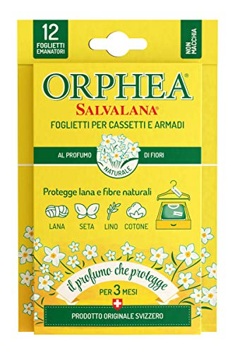 ORPHEA Salvalana – Sticky para cajones y armarios, protege la lana y los ropa más Preziosi para un intera Temporada, AL Perfume Natural De Flores – 9.75 G 12 Sticky emanatori