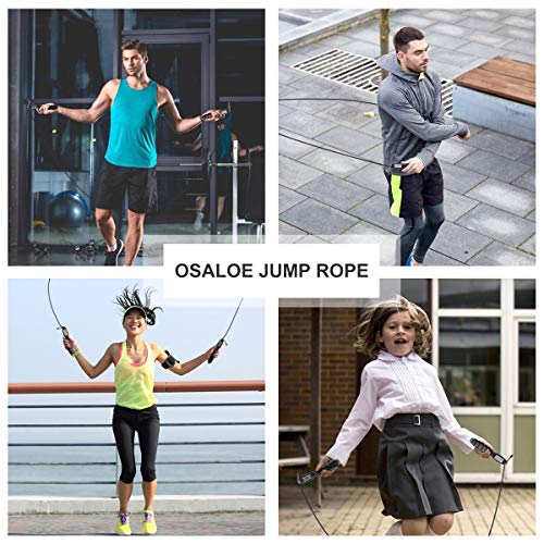 Osaloe Cuerda de Saltar para Adultos y Niños, Comba de Crossfit Ligero y Duradero, Cuerda para Saltar Ajustable de 2.8 Metros para Fitness, Boxeo, Deporte Interior y Exterior, Gimnasio