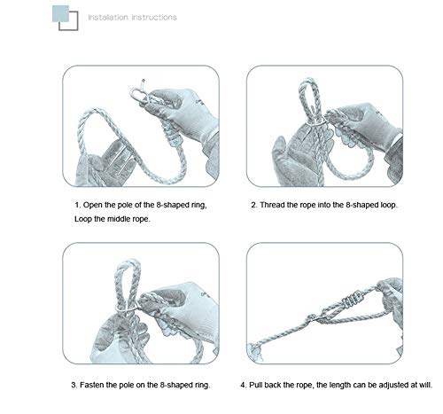 Oscilación de la cuerda ajustable, 12 mm de espesor Durable Flexible Baumschaukel Umrüstseil seguridad colgante de la cuerda para las hamacas mecedora Baumschaukel, 39,37 cm, 300 kg de capacidad,2pcs