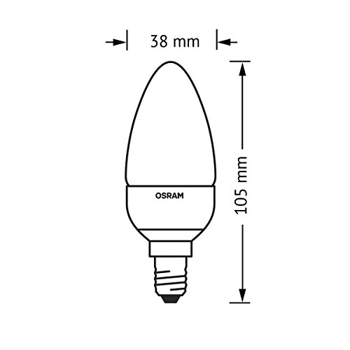 OSRAM LED BASE CLASSIC B - Lámpara, forma mini vela clásica, con casquillo enroscable, 240 V, 5 W, blanco cálido, pack con 3 unidades