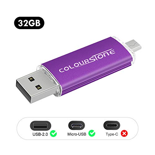 OTGMemoria USB 2.0, Colourstone 32GB Pendrive del Puerto Dual Compatible con Samsung Huawei Smartphones y Tablets Memoria Externa, Morado