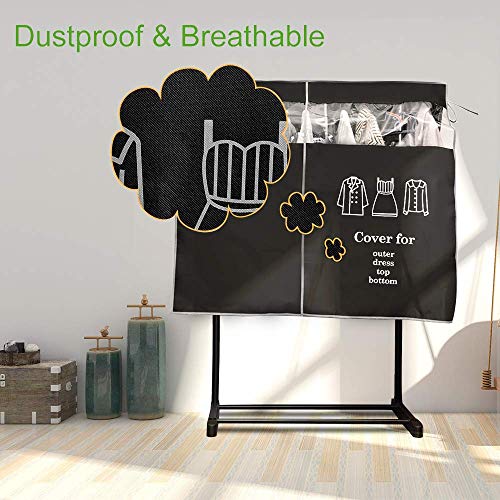 OTraki Funda Vestido para Carril de Ropas 120 x 110 cm Funda Perchero Protectora Chaquetas con Ventana Visual Fund Ropa Percha Ideal para Evitar el Polvo y Suciedad