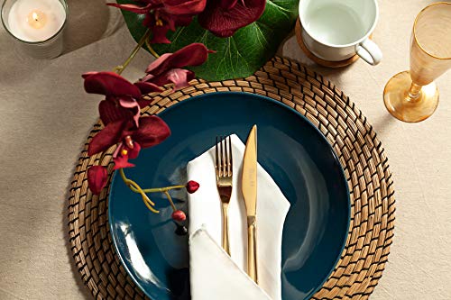 Otto Koning - Berlín - Set cubiertos de 30 piezas de acero inoxidable chapado en titanio dorado y pulido brillante , espesor 4 mm y cuchillo chuletero. Una cubertería de mesa moderna para 6 comensales