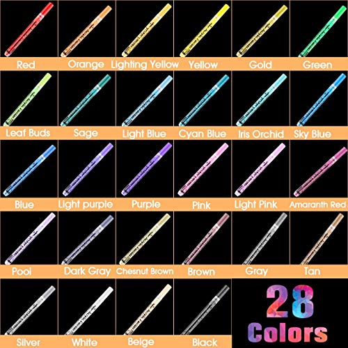 otuladores de pintura acrílica RATEL 28 colores Prima Impermeable Permanente Rotuladores para pintura rupestre, proyectos de bricolaje, cerámica, vidrio, lienzo, taza, metal, madera-Punta de 0.7 mm