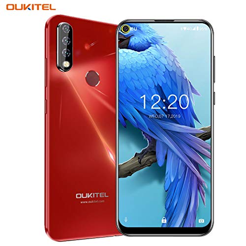 OUKITEL C17 Pro Dual 4G Smartphone Libre, Pantalla de Perforada 6.35",Triple Trasero Cámara,Android 9.0 Octa-Core 2.0GHz Teléfono Movil,4GB RAM+64GB ROM,Batería 3900mAh, Face ID (4GB+64GB-Arce Rojo)