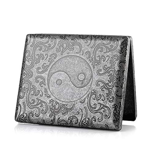 Oumezon Pitillera de Latón Elegante Rankenmuster Antiguo Pitillera con Grabado Elegante Apariencia y Características Especiales Caja de Cigarrillos para 20 Cigarrillos