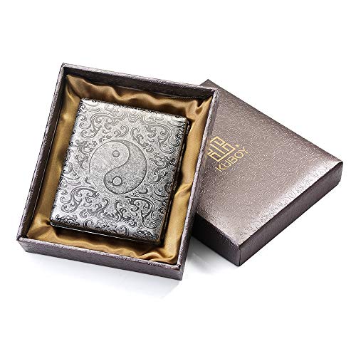 Oumezon Pitillera de Latón Elegante Rankenmuster Antiguo Pitillera con Grabado Elegante Apariencia y Características Especiales Caja de Cigarrillos para 20 Cigarrillos