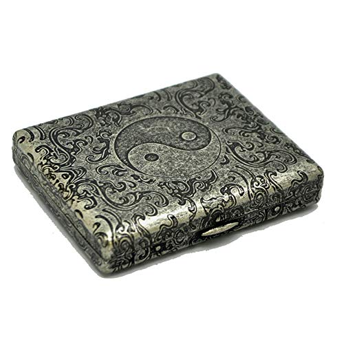 Oumezon Pitillera de Latón Elegante Rankenmuster Antiguo Pitillera con Grabado Elegante Apariencia y Características Especiales Caja de Cigarrillos para 20 Cigarrillos