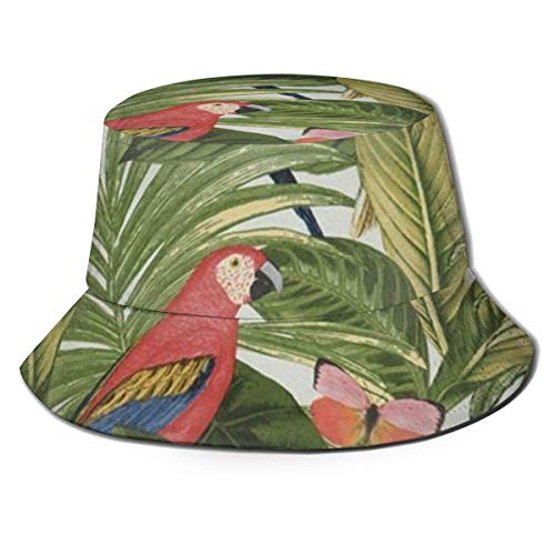 out Unisex Breathable Gorros de Pescador Sombreros de Pesca Tropical Birds Leaves Summer Fisherman Cap Wide Brim UV Protection for Women Men Boys Girls