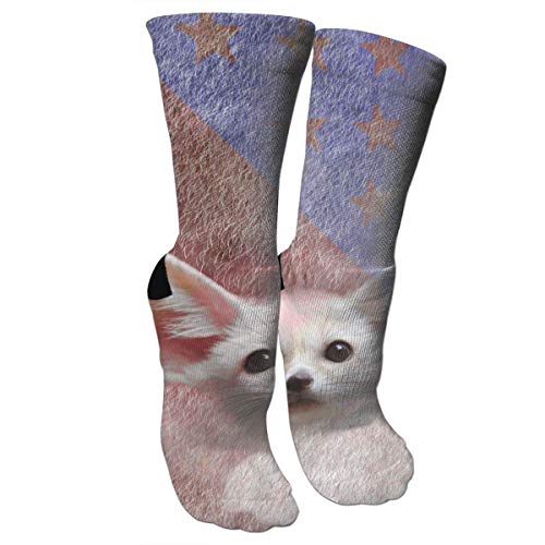 ouyjian Calcetines Crazy Socks Cute Dog and American Flag 3D Crew Socks