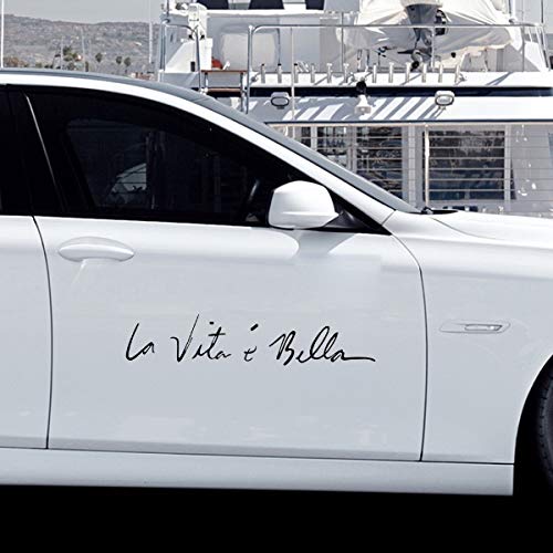OuYou Pegatina de Coche Pegatinas De Estilo De Coche Personalidad De Estilo Etiqueta De Auto Impermeable Etiqueta De Vinilo la Vita es Bella (Blanco)