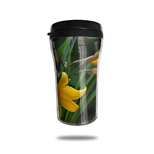 OUYouDeFangA Fragrant Flower One Taza de café de Viaje con impresión 3D, Taza de té, Botella de Agua aislada para Beber con Tapa, 250 ml