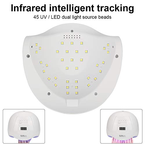 OVAREO lampara led uñas，Lámpara de Uñas UV LED 120 W Curado de Esmalte de Gel Secador de Uñas Rápido con Función de Temporización - 10S / 30S / 60S / 90S con Sensor Automatico