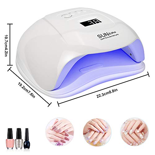 OVAREO lampara led uñas，Lámpara de Uñas UV LED 120 W Curado de Esmalte de Gel Secador de Uñas Rápido con Función de Temporización - 10S / 30S / 60S / 90S con Sensor Automatico